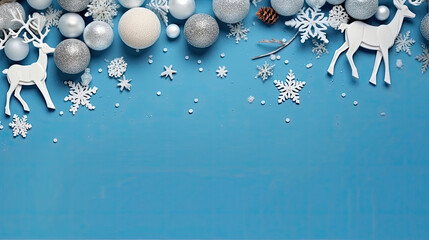 Sparkling Christmas Magic: Shiny Balls and Stars on Blue