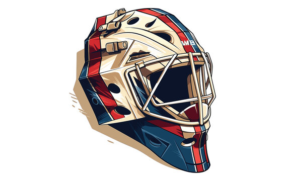 Hockey Goalie Mask flat illustration, Vector illustration Hockey goalie helmet