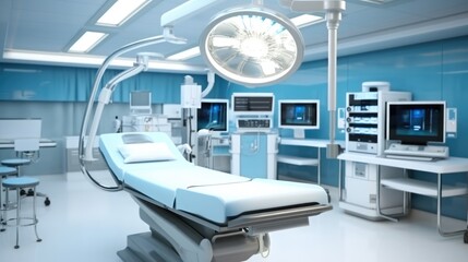 Fototapeta na wymiar Modern equipment in operating room, Medical devices for neurosurgery.