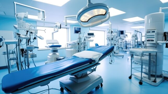 Modern equipment in operating room, Medical devices for neurosurgery.