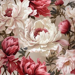 Romantic floral seamless background with peonies.