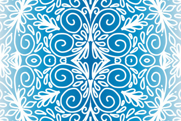 Beautiful colourful  gradient background with white flower leaf line art pattern of indonesian culture traditional batik