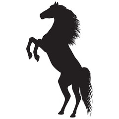 Drawing the black silhouette of standing horse on a white background - 631069845