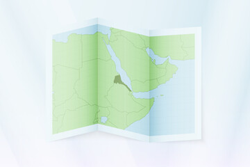 Eritrea map, folded paper with Eritrea map.