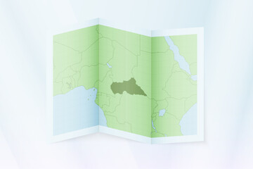 Central African Republic map, folded paper with Central African Republic map.