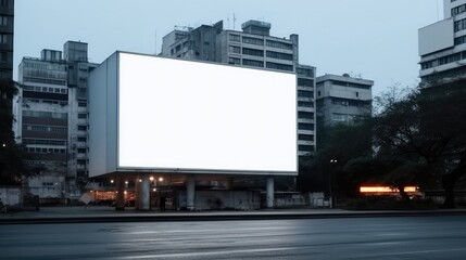 Fototapeta na wymiar Banner billboard mockup for advertising in city.