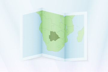 Botswana map, folded paper with Botswana map.