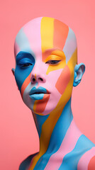 Abstract modern art: colorful geometric body painting