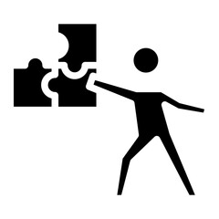 stickman with puzzle glyph 
