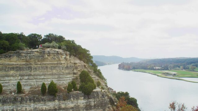 Cliff overlooking river in Austin Texas