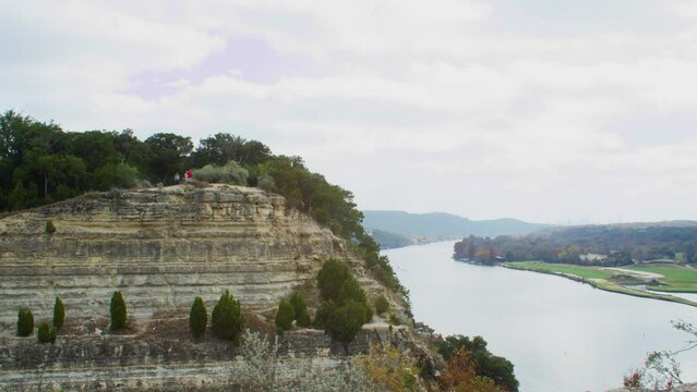Cliff overlooking river in Austin TX