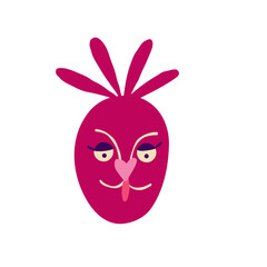 Funny quirky charming beet with a cute face. beetroot character. Illustration in a modern drawn childish style
