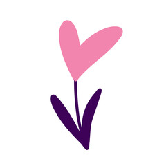 Cute Pink heart-flower, Illustration in modern trendy style