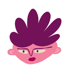 Funny charming girl with awesome face. Illustration in a modern hand-drawn childish style