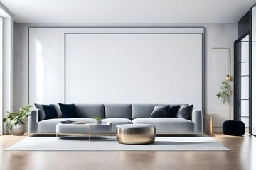 view of modern living room with elite sofa and mock-up in background ai generated 