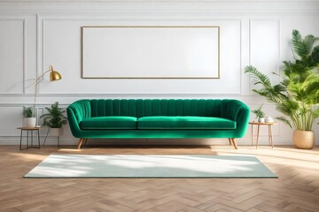 modern living room with stylish sofa and blank bock-up ai generated 