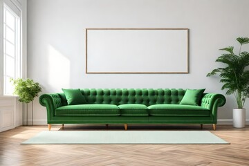 modern living room with sofa and blank mock-up  in background ai generated