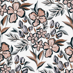 Watercolor seamless pattern with spring floral bouquets. Vintage botanical illustration. Elegant decoration for any kind of a design. Fashion print with colorful abstract flowers. Watercolor texture.  © Natallia Novik