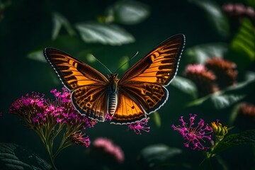 Naklejka premium butterfly on a flower in garden ai generated 