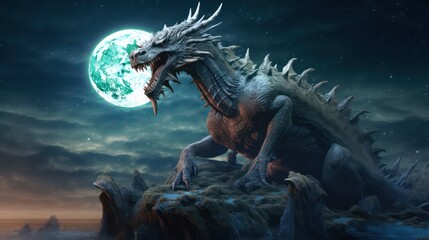 dragon and moon