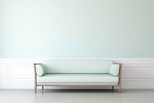 living room with soft-colored couch. Scandinavian-inspired interior design. Generative AI