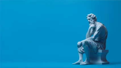 Fotobehang Thinking Man, Stoic Philosopher Greek Roman Style Statue, Modern Renaissance Digital Concept Render © Anson