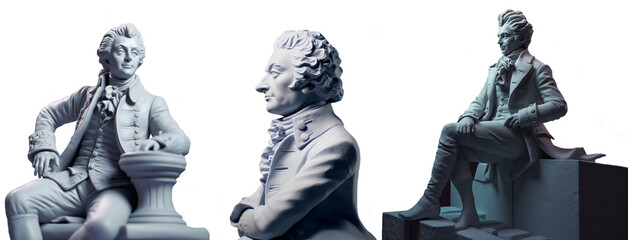 Musician Composer Beethoven Statues , Modern Renaissance Digital Concept Render Isolated Template