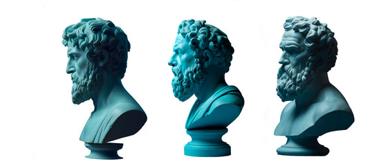 Modern Thinking Man, Greek Stoic Philosopher Statue Head, Modern Renaissance Digital Concept Render Isolated Template