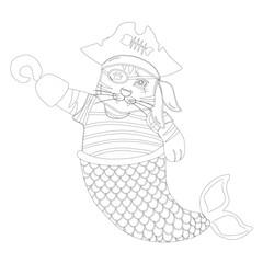 pirate cat image outline with cocked hat and eye patch