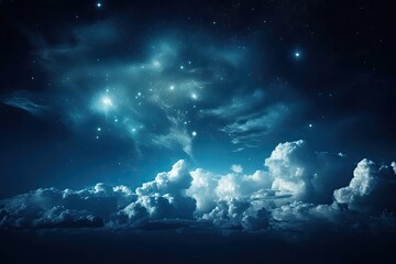 Fototapeta na wymiar Screensaver backdrop of a blue night sky with stars. Astrology zodiac signs and horoscopes. Generative AI