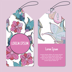 Vector floral vertical round frame pattern tags set. Vertical stripe frame patterns.  Vector illustration. able to resize.