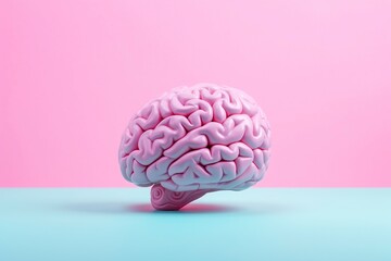 Model of a human brain in 3d, isolated on colored background.