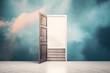 An open door to free the mind, a metaphor for fullness and freedom. Ai generated.