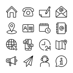 Contact us line icons set vector illustration