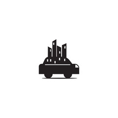 car building city logo design dark illustration vector abstract