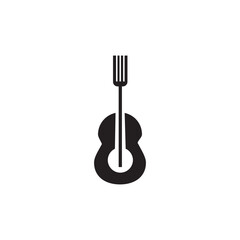 guitar fork restaurant music logo design illustration abstract design vector
