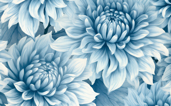 abstract vintage pattern design floral seamless background flower blue illustration leaf. Generative AI. © VICHIZH