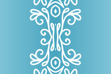 Beautiful colourful  gradient background with white flower leaf line art pattern of indonesian culture traditional batik