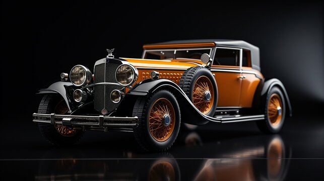 Classic car on black background