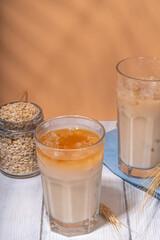 Iced barley orzo latte coffee