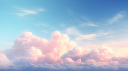 A plane soaring through a sea of fluffy white clouds