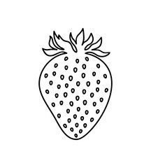 Strawberry black line, vector illustration isolated on white background.