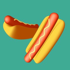 Hotdog fast food. 3d render