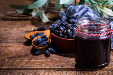 Homemade haskap berry jam