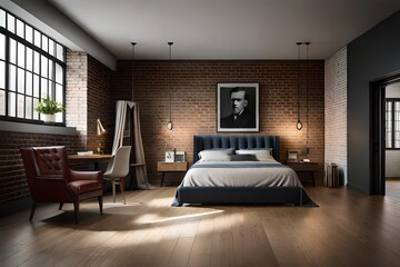Naklejka na ściany i meble interior of a bedroom generated ai