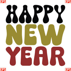 Happy New year retro svg design and eps file