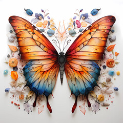 Butterflies with magical colors and fantasy