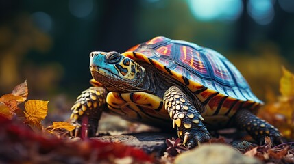 turtle walking slowly isolated blur