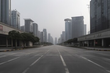 Obraz premium Skyscrapers and desolate streets. Generative AI