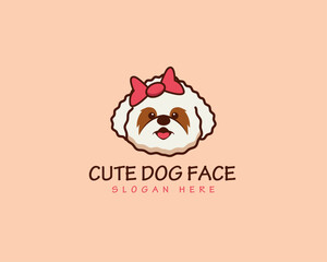 Cute Dog Face Logo Design
